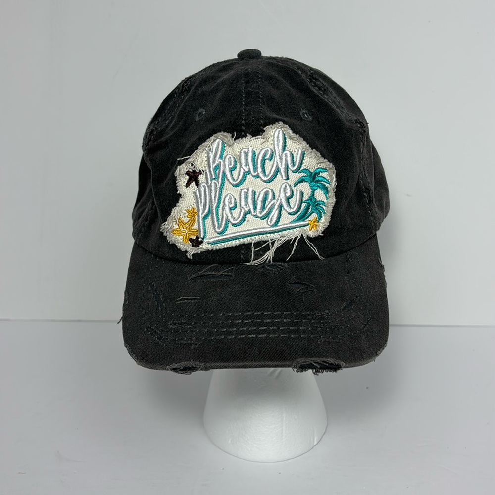 Beach Life Distressed  Hat Ball Cap by 4350 District BEACH PLEASE Excellent Cond